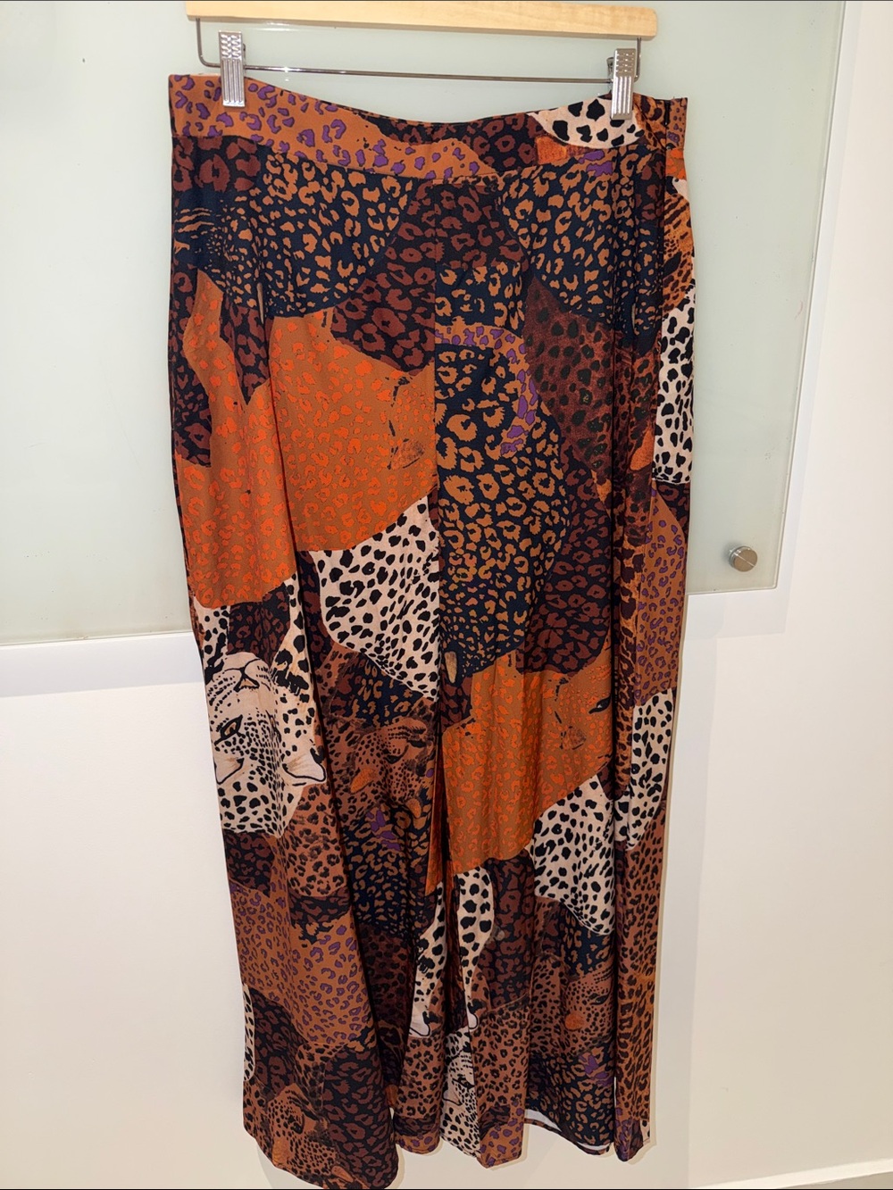 Animal Print Wide Leg Palazo in Leopard Print & Brown